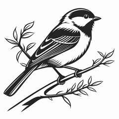 chickadee black silhouette icon vector