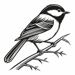 chickadee black silhouette icon vector