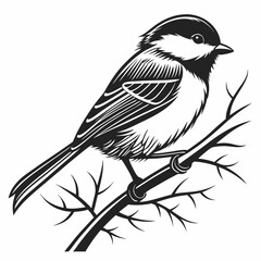 chickadee black silhouette icon vector