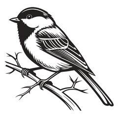chickadee black silhouette icon vector