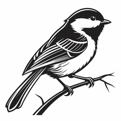 chickadee black silhouette icon vector