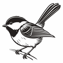 chickadee black silhouette icon vector