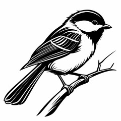 chickadee black silhouette icon vector
