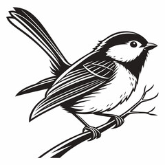 chickadee black silhouette icon vector