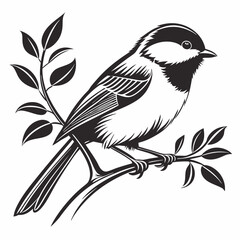 chickadee black silhouette icon vector