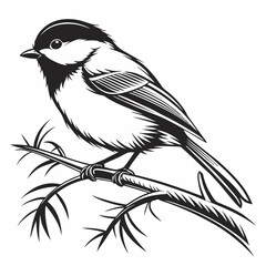 chickadee black silhouette icon vector