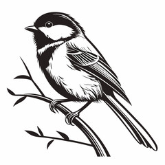 chickadee black silhouette icon vector