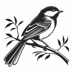 chickadee black silhouette icon vector