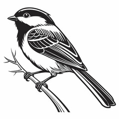 chickadee black silhouette icon vector