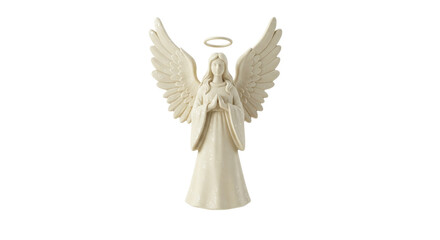 Isolated Angel Figurine with Halo and Wings