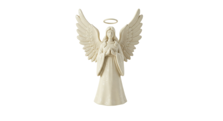 Isolated Angel Figurine with Halo and Wings