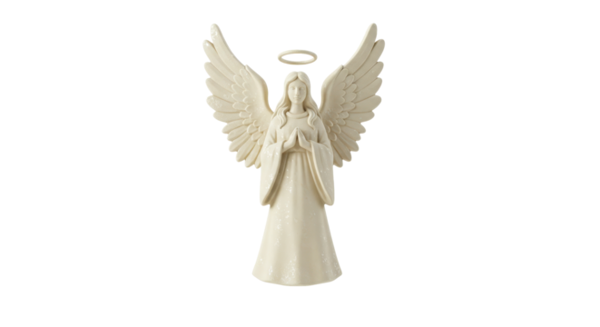Isolated Angel Figurine with Halo and Wings