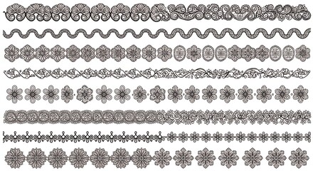 Intricate Floral Pattern Borders Ornaments for Design and Decorative Use