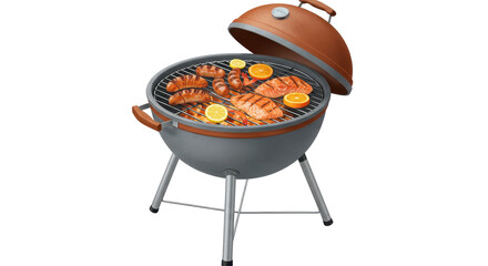 Isolated BBQ Grill with Food