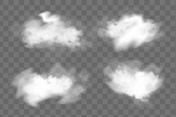 Vector realistic cloud, smoke or fog on isolated transparent background. Cloud png. Cloud, smoke, fog png.