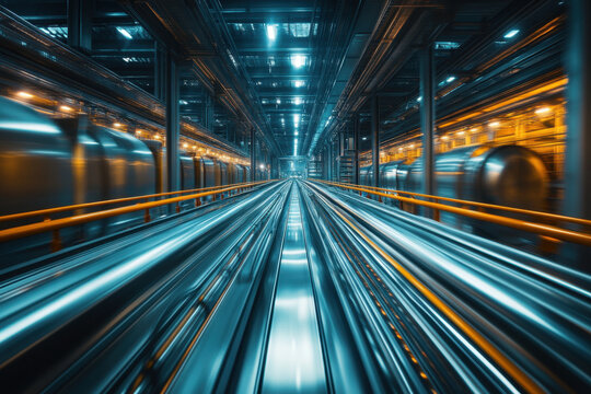 Train swiftly emerging from dark tunnel.