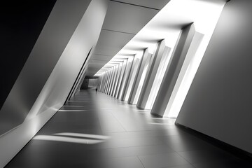 Obraz premium Empty corridor in an old building with lighting