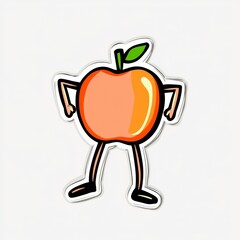 Obraz premium Playful Cartoon Apple Character with Legs and Arms - Sticker Style Illustration