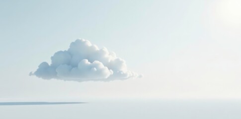 Naklejka premium A single cloud suspended in an endless white sky, freedom, air, weather