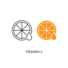 Vitamin C icon stamp, badge or sticker. Organic skin care component. Vector