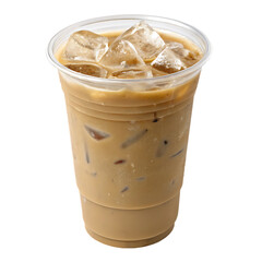 realistic iced coffee in cup isolated on transparent background. Generative Ai.