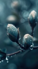 An artistic, intricate macro shot of foliage, symbolizing the awakening of nature, hope, and the lush beauty of spring.