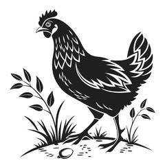 Chicken silhouette black vector