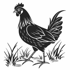 Chicken silhouette black vector