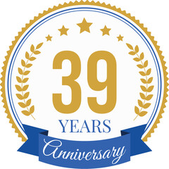 Logo 39 Years Anniversary Celebration Design Template.