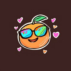 Fototapeta premium Cool Orange with Sunglasses and Hearts - Fun Fruit Character Illustration