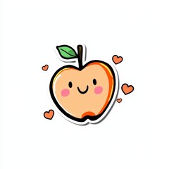 Cute Cartoon Apple with Hearts - Happy Fruit Illustration