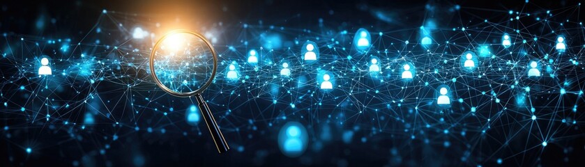 Magnifying Glass Finds People Connections in Network - Recruitment Concept
