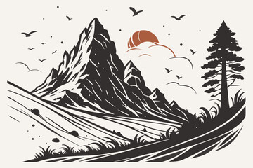 43 Abstract landscape, dark monochromatic brushstrokes, splattered ink, mountain peak, dramatic contrast, stormy atmosphere, dynamic composition, textured canvas, minimalist color palette, ethereal mi