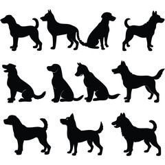 Dogs Silhouette isolated black silhouette of a dog, collection