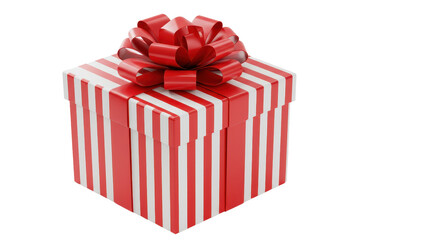 Isolated Red and White Striped Gift Box