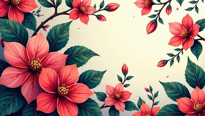 Bold, stylized blossoms & vines, high contrast, tapestry style , stylish, background, geometric