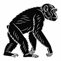 chimpanzee sihouette black vector