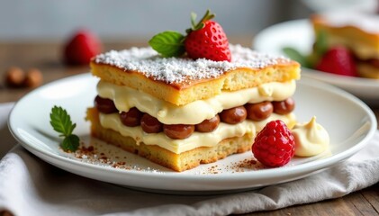Classic Italian dessert, layered coffee-soaked ladyfingers and mascarpone cream , dessert, ingredient