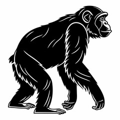 chimpanzee sihouette black vector