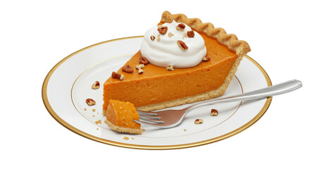 Isolated Slice of Pumpkin Pie with Whipped Cream