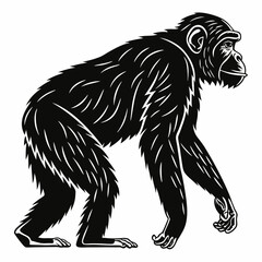 chimpanzee sihouette black vector