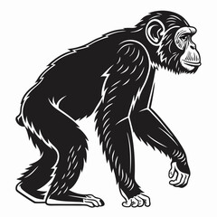 chimpanzee sihouette black vector