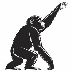 chimpanzee sihouette black vector