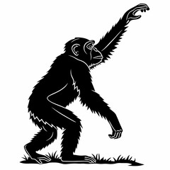 chimpanzee sihouette black vector