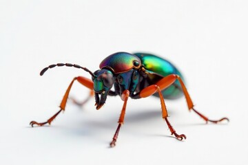 Fototapeta premium Close-up of colorful insect on pure white background, single, antenna, scientific