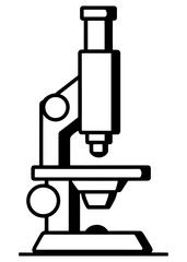 Vector laboratory microscope. Magnifying instrument for microbiology.Minimalist Microscope Outline Design Illustration.A laboratory monocular microscope.