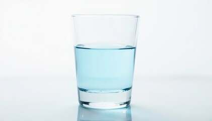 Close-up of empty glass of water, white backdrop, lifestyle, vitality