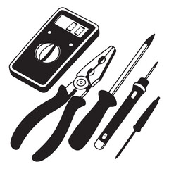 Electrician tools set vector