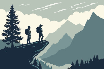 group of people walking in the mountains