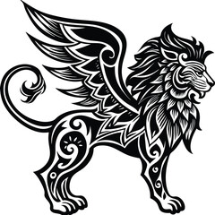 Fototapeta premium Majestic Winged Lion Vector Illustration